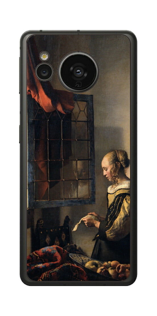 AQUOS sense7用 背面 保護 フィルム 名画 プリント フェルメール 開いた窓辺で手紙を読む少女 （ ヨハネス・フェルメール Johannes Vermeer ）