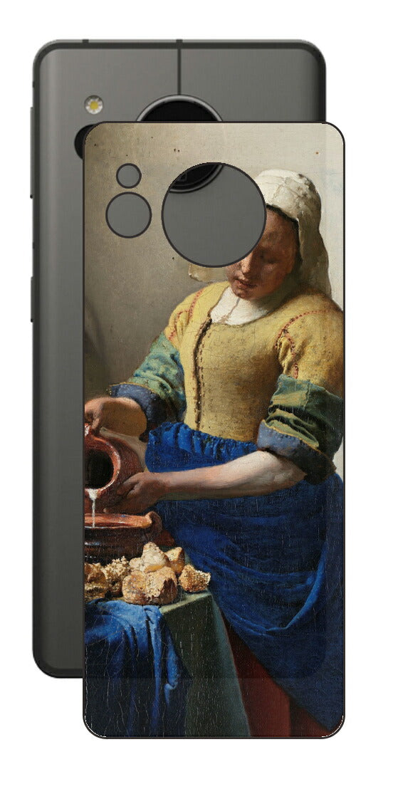 AQUOS sense7用 背面 保護 フィルム 名画 プリント フェルメール 牛乳を注ぐ女 （ ヨハネス・フェルメール Johannes Vermeer ）