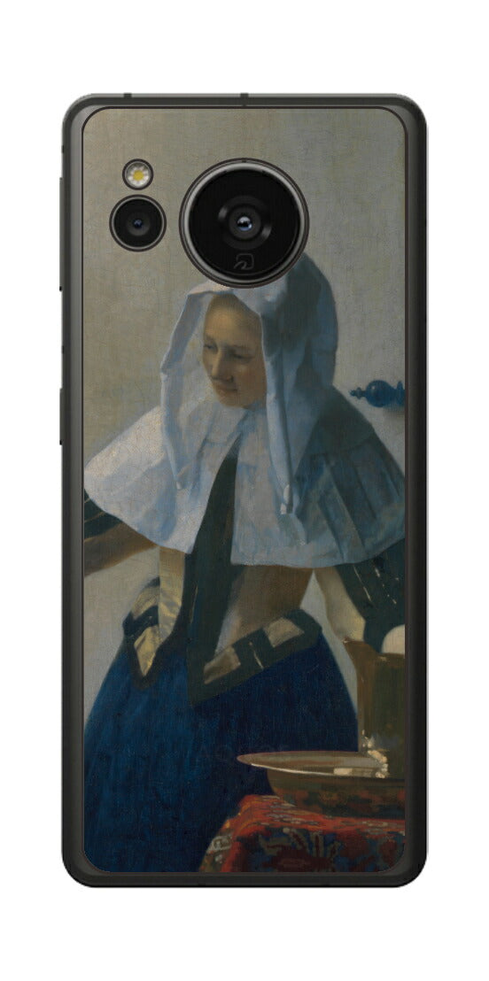 AQUOS sense7用 背面 保護 フィルム 名画 プリント フェルメール 水差しを持つ若い女性 （ ヨハネス・フェルメール Johannes Vermeer ）