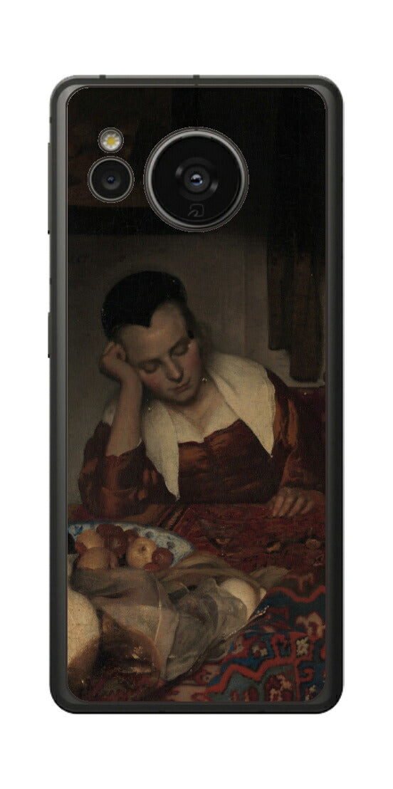 AQUOS sense7用 背面 保護 フィルム 名画 プリント フェルメール 眠っているメイド （ ヨハネス・フェルメール Johannes Vermeer ）