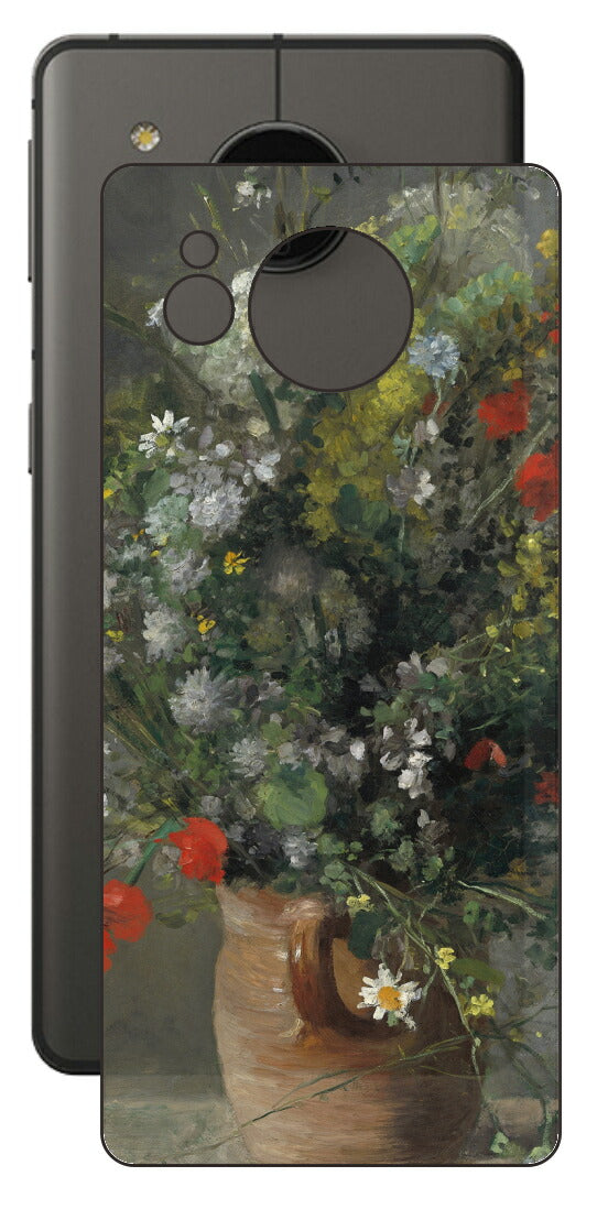 AQUOS sense7 plus用 背面 保護 フィルム 名画 プリント ルノワール 花瓶の花（ ピエール＝オーギュスト・ルノワール Pierre-Auguste Renoir ）