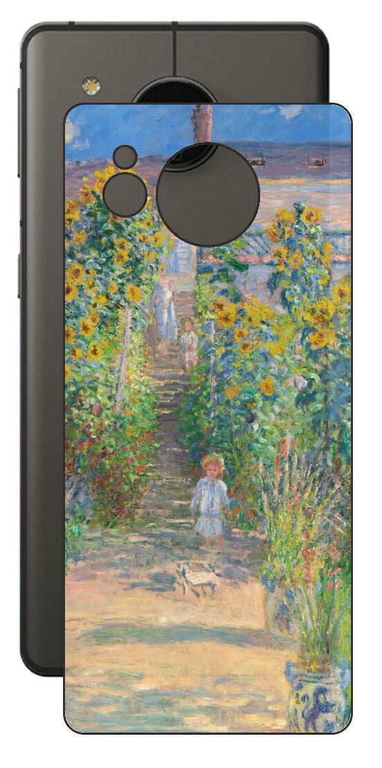 AQUOS sense7 plus用 背面 保護 フィルム 名画プリント クロード・モネ （ Claude Monet ) ヴェトゥイユの画家の庭