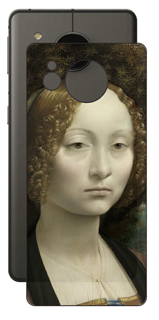 AQUOS sense7 plus用 背面 保護 フィルム 名画 プリント ダ・ヴィンチ ジネーヴラ・デ・ベンチの肖像（ レオナルド・ダ・ヴィンチ Leonardo da Vinci ）