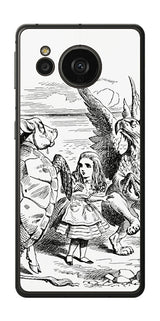 AQUOS sense7 plus用 背面 保護 フィルム 名画プリント ジョン・テニエル ( John Tenniel ) 海ガメもどきとグリフォン
