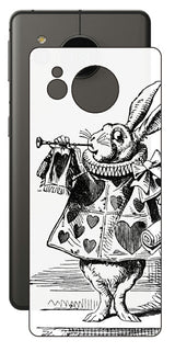AQUOS sense7 plus用 背面 保護 フィルム 名画プリント ジョン・テニエル ( John Tenniel ) 白ウサギ(ラッパ)