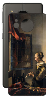 AQUOS sense7 plus用 背面 保護 フィルム 名画 プリント フェルメール 開いた窓辺で手紙を読む少女 ( ヨハネス・フェルメール Johannes Vermeer )