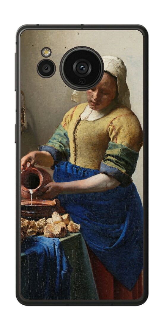 AQUOS sense7 plus用 背面 保護 フィルム 名画 プリント フェルメール 牛乳を注ぐ女 （ ヨハネス・フェルメール Johannes Vermeer ）