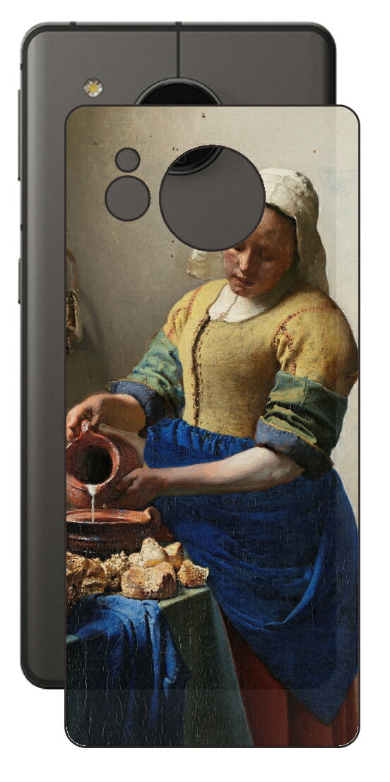 AQUOS sense7 plus用 背面 保護 フィルム 名画 プリント フェルメール 牛乳を注ぐ女 （ ヨハネス・フェルメール Johannes Vermeer ）