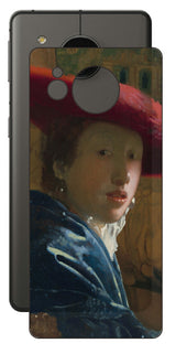 AQUOS sense7 plus用 背面 保護 フィルム 名画 プリント フェルメール 赤い帽子の少女 ( ヨハネス・フェルメール Johannes Vermeer )