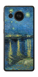 AQUOS sense7 plus用 背面 保護 フィルム 名画 プリント ゴッホ ローヌの星月夜( フィンセント ファン ゴッホ Vincent Willem van Gogh )