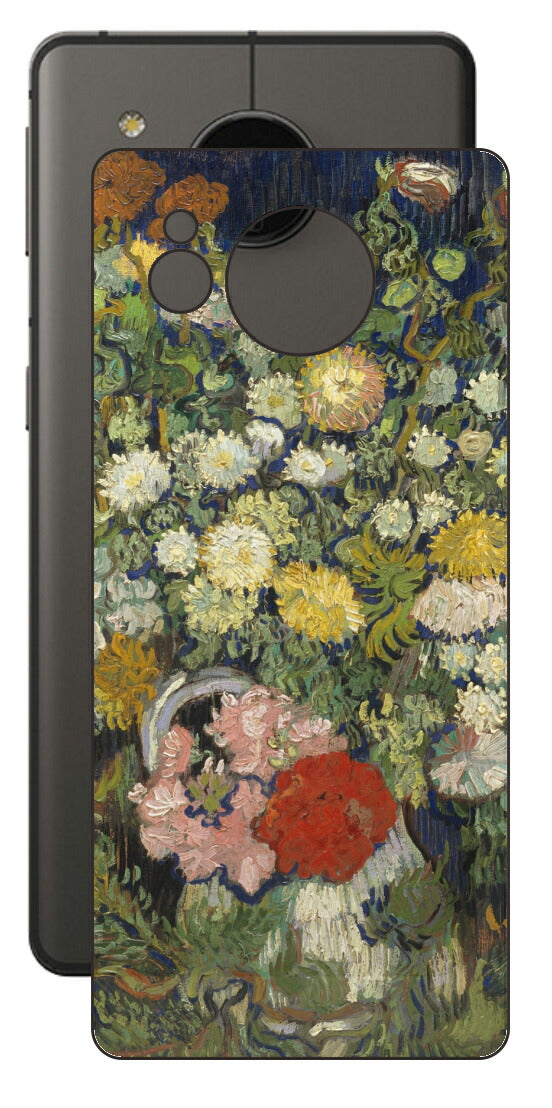 AQUOS sense7 plus用 背面 保護 フィルム 名画 プリント ゴッホ 花瓶の花の花束（ フィンセント ファン ゴッホ Vincent Willem van Gogh ）