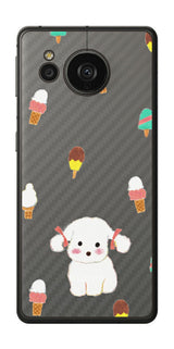 AQUOS sense7 plus用 【コラボ プリント Design by よこお さとみ 002】 カーボン調 背面 保護 フィルム 日本製