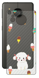 AQUOS sense7 plus用 【コラボ プリント Design by よこお さとみ 002】 カーボン調 背面 保護 フィルム 日本製