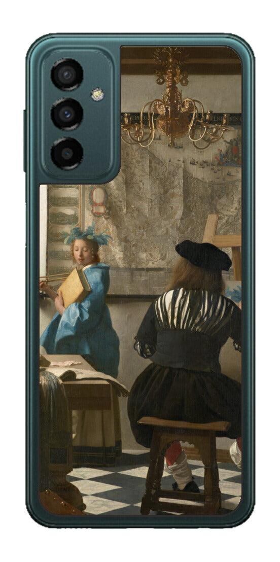 サムスン Galaxy M23 5G用 背面 保護 フィルム 名画 プリント フェルメール 絵画の芸術 （ ヨハネス・フェルメール Johannes Vermeer ）