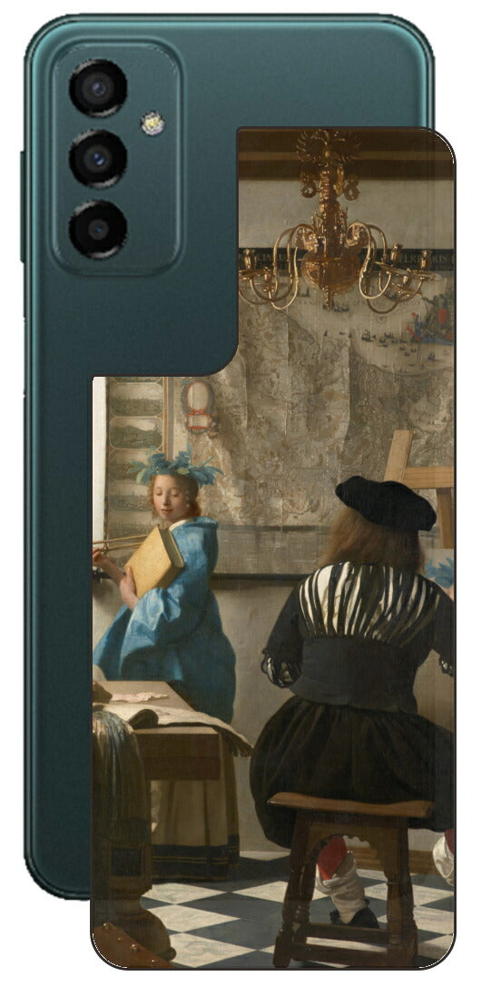 サムスン Galaxy M23 5G用 背面 保護 フィルム 名画 プリント フェルメール 絵画の芸術 （ ヨハネス・フェルメール Johannes Vermeer ）