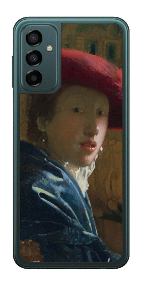 サムスン Galaxy M23 5G用 背面 保護 フィルム 名画 プリント フェルメール 赤い帽子の少女 （ ヨハネス・フェルメール Johannes Vermeer ）