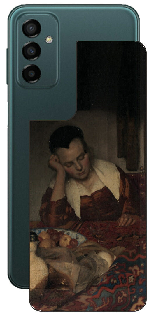 サムスン Galaxy M23 5G用 背面 保護 フィルム 名画 プリント フェルメール 眠っているメイド （ ヨハネス・フェルメール Johannes Vermeer ）