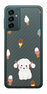 サムスン Galaxy M23 5G用 【コラボ プリント Design by よこお さとみ 002】 カーボン調 背面 保護 フィルム 日本製