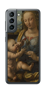 サムスン Galaxy S21 5G用 背面 保護 フィルム 名画 プリント ダ・ヴィンチ カーネションの聖母( レオナルド・ダ・ヴィンチ Leonardo da Vinci )