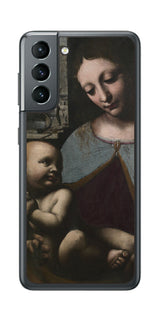 サムスン Galaxy S21 5G用 背面 保護 フィルム 名画 プリント ダ・ヴィンチ 聖母子( レオナルド・ダ・ヴィンチ Leonardo da Vinci )