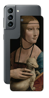サムスン Galaxy S21 5G用 背面 保護 フィルム 名画 プリント ダ・ヴィンチ 白貂を抱く貴婦人( レオナルド・ダ・ヴィンチ Leonardo da Vinci )