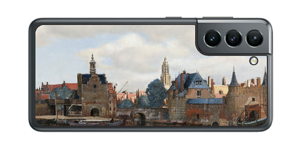サムスン Galaxy S21 5G用 背面 保護 フィルム 名画 プリント フェルメール デルフトの眺望 （ ヨハネス・フェルメール Johannes Vermeer ）