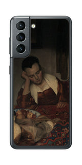 サムスン Galaxy S21 5G用 背面 保護 フィルム 名画 プリント フェルメール 眠っているメイド ( ヨハネス・フェルメール Johannes Vermeer )