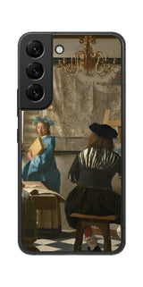 サムスン Galaxy S22用 背面 保護 フィルム 名画 プリント フェルメール 絵画の芸術 ( ヨハネス・フェルメール Johannes Vermeer )