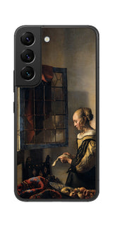 サムスン Galaxy S22用 背面 保護 フィルム 名画 プリント フェルメール 開いた窓辺で手紙を読む少女 ( ヨハネス・フェルメール Johannes Vermeer )
