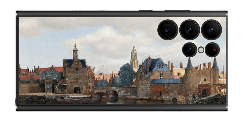 サムスン Galaxy S22 Ultra用 背面 保護 フィルム 名画 プリント フェルメール デルフトの眺望 （ ヨハネス・フェルメール Johannes Vermeer ）