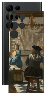 サムスン Galaxy S22 Ultra用 背面 保護 フィルム 名画 プリント フェルメール 絵画の芸術 （ ヨハネス・フェルメール Johannes Vermeer ）