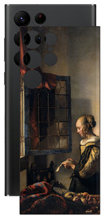 サムスン Galaxy S22 Ultra用 背面 保護 フィルム 名画 プリント フェルメール 開いた窓辺で手紙を読む少女 ( ヨハネス・フェルメール Johannes Vermeer )