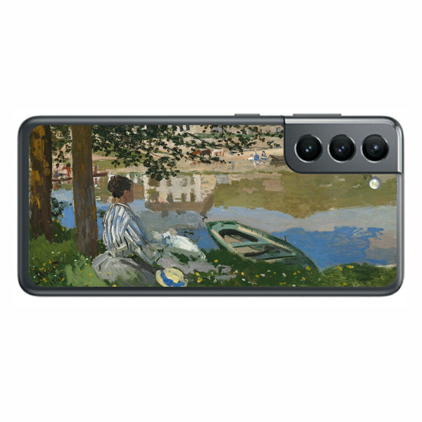 サムスン Galaxy S21 5G用 背面 保護 フィルム 名画プリント クロード・モネ （ Claude Monet ) セーヌ河岸、ベンヌクール