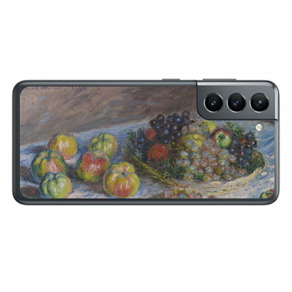 サムスン Galaxy S21 5G用 背面 保護 フィルム 名画プリント クロード・モネ （ Claude Monet ) 林檎と葡萄