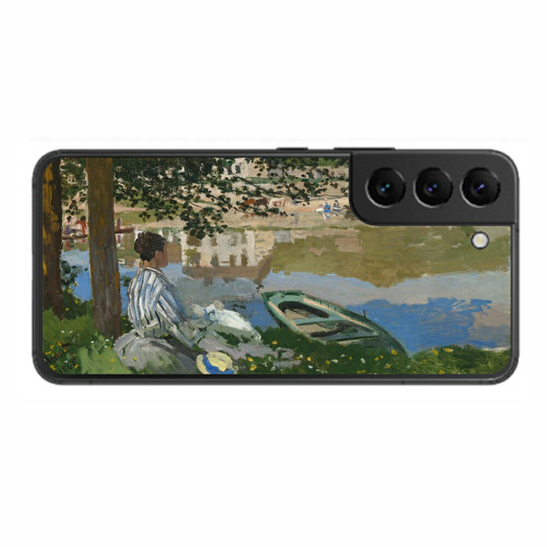 サムスン Galaxy S22用 背面 保護 フィルム 名画プリント クロード・モネ （ Claude Monet ) セーヌ河岸、ベンヌクール