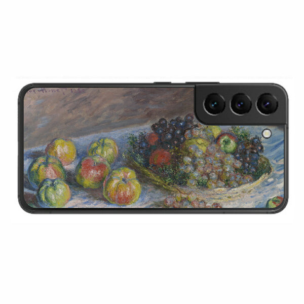 サムスン Galaxy S22用 背面 保護 フィルム 名画プリント クロード・モネ （ Claude Monet ) 林檎と葡萄