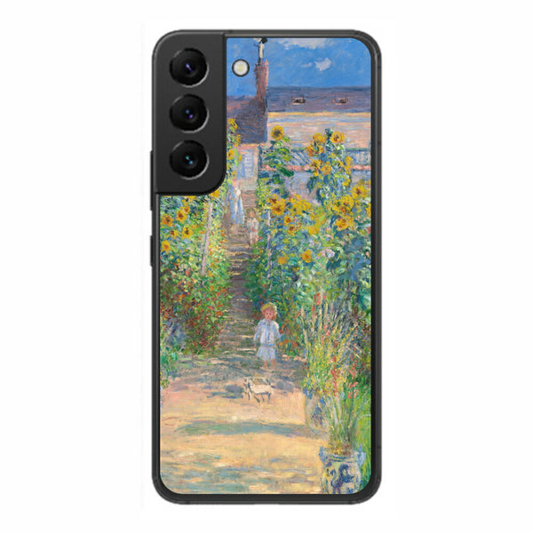 サムスン Galaxy S22用 背面 保護 フィルム 名画プリント クロード・モネ （ Claude Monet ) ヴェトゥイユの画家の庭