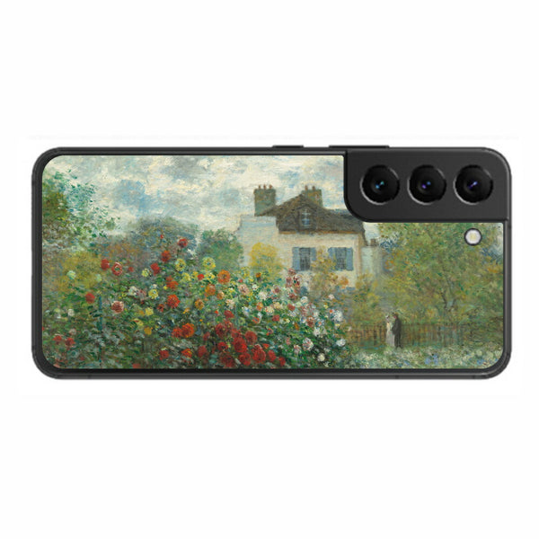 サムスン Galaxy S22用 背面 保護 フィルム 名画プリント クロード・モネ （ Claude Monet ) アルジャントゥイユのモネの家の庭