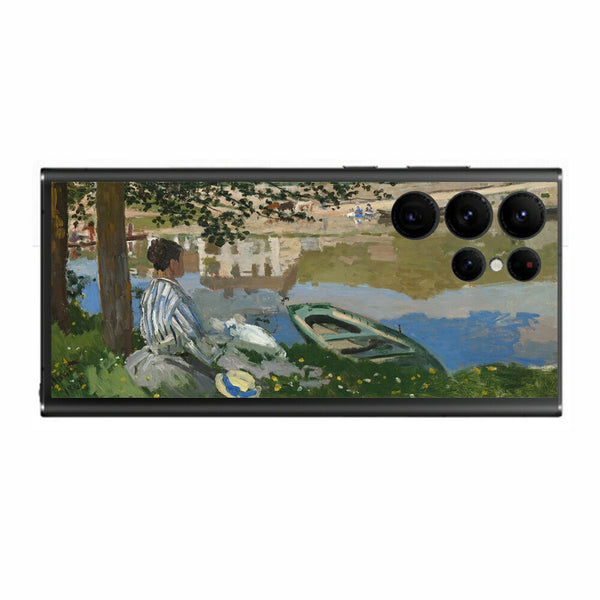 サムスン Galaxy S22 Ultra用 背面 保護 フィルム 名画プリント クロード・モネ （ Claude Monet ) セーヌ河岸、ベンヌクール