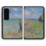【背面左右2ヶ所】 Surface Duo 2用 背面 保護 フィルム 名画プリント クロード・モネ ( Claude Monet ) プールヴィルの断崖の上の散歩