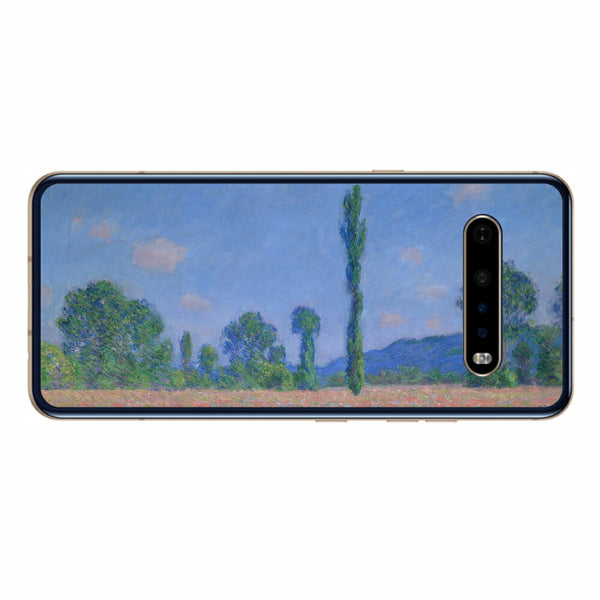LG V60 ThinQ 5G用 背面 保護 フィルム 名画プリント クロード・モネ （ Claude Monet ) ポプラとポピー