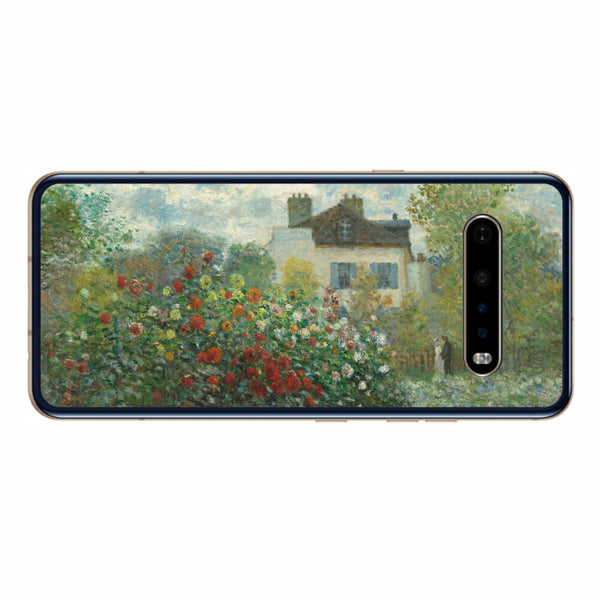 LG V60 ThinQ 5G用 背面 保護 フィルム 名画プリント クロード・モネ （ Claude Monet ) アルジャントゥイユのモネの家の庭