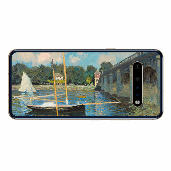LG V60 ThinQ 5G用 背面 保護 フィルム 名画プリント クロード・モネ （ Claude Monet ) アルジャントゥイユの橋