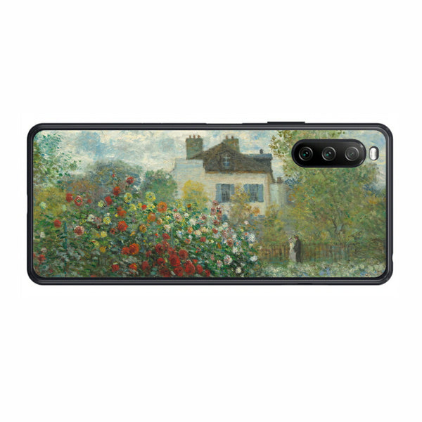 Sony Xperia 10 III用 背面 保護 フィルム 名画プリント クロード・モネ （ Claude Monet ) アルジャントゥイユのモネの家の庭