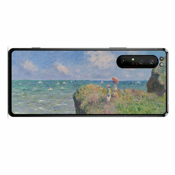 Sony Xperia 1 II用 背面 保護 フィルム 名画プリント クロード・モネ （ Claude Monet ) プールヴィルの断崖の上の散歩