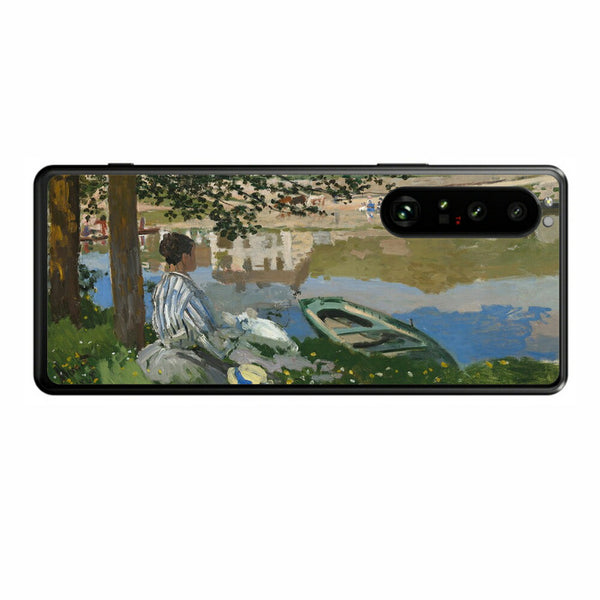 Sony Xperia 1 III用 背面 保護 フィルム 名画プリント クロード・モネ （ Claude Monet ) セーヌ河岸、ベンヌクール