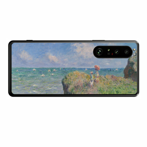 Sony Xperia 1 III用 背面 保護 フィルム 名画プリント クロード・モネ （ Claude Monet ) プールヴィルの断崖の上の散歩