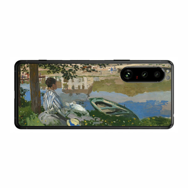 Sony Xperia 5 III用 背面 保護 フィルム 名画プリント クロード・モネ （ Claude Monet ) セーヌ河岸、ベンヌクール