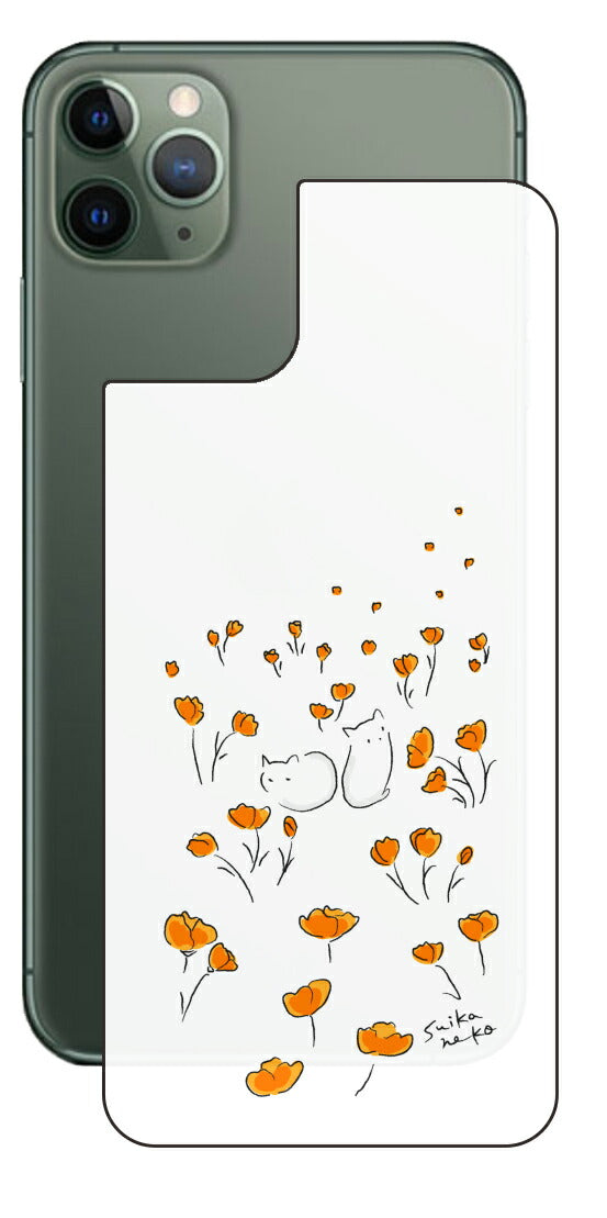 iPhone 11 Pro Max用 【コラボ プリント Design by すいかねこ 006 】 背面 保護 フィルム 日本製