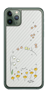 iPhone 11 Pro Max用 【コラボ プリント Design by すいかねこ 009 】 カーボン調 背面 保護 フィルム 日本製